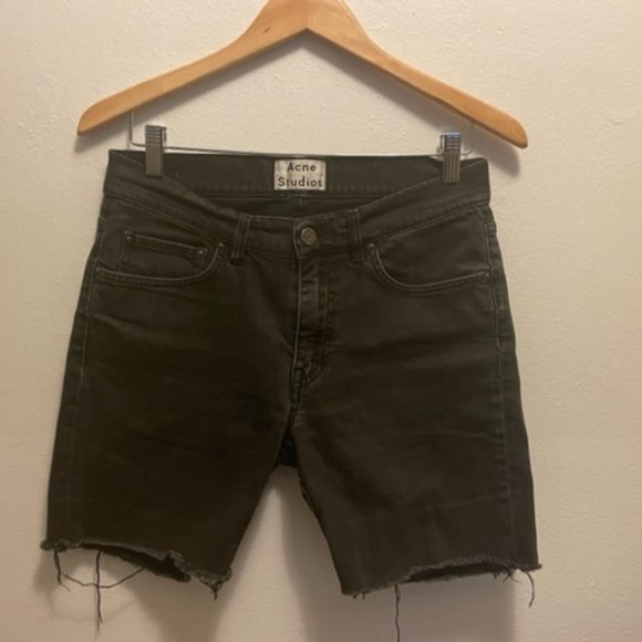Acne Ace Used Cash 5 pocket black denim jean customized cut-off short - Picture 1 of 5
